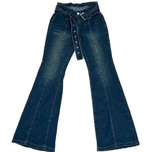 flared dark wash jeans w/ optional belt included